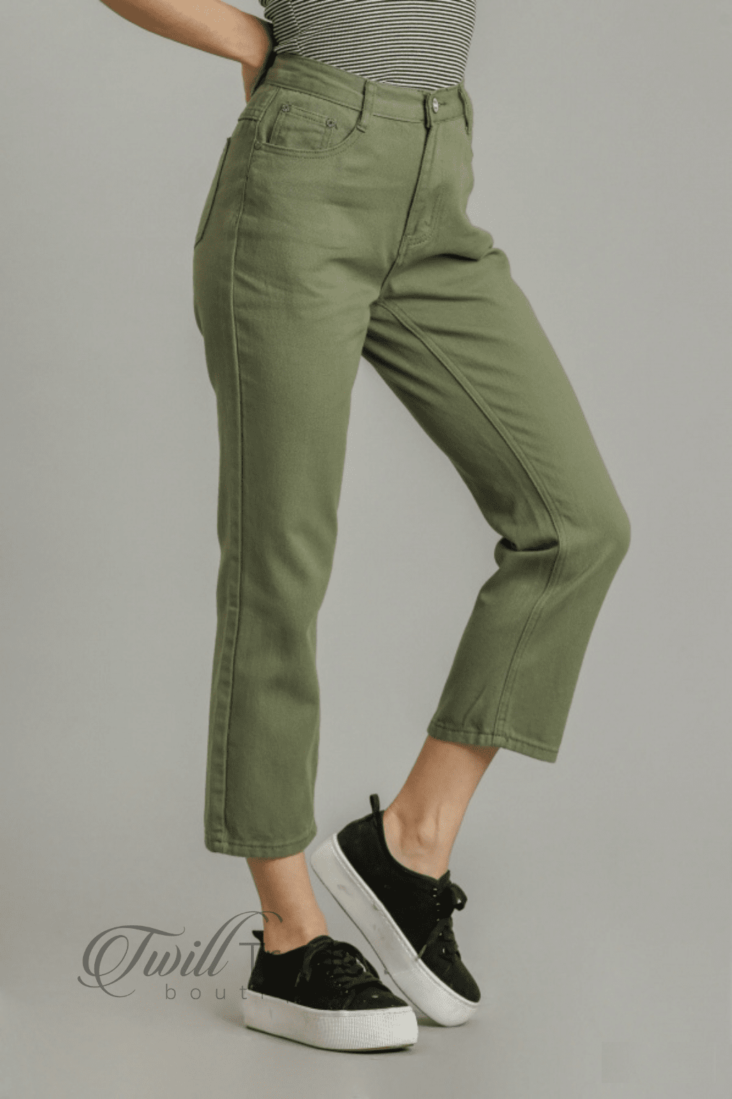 Olive Straight Denim Jeans