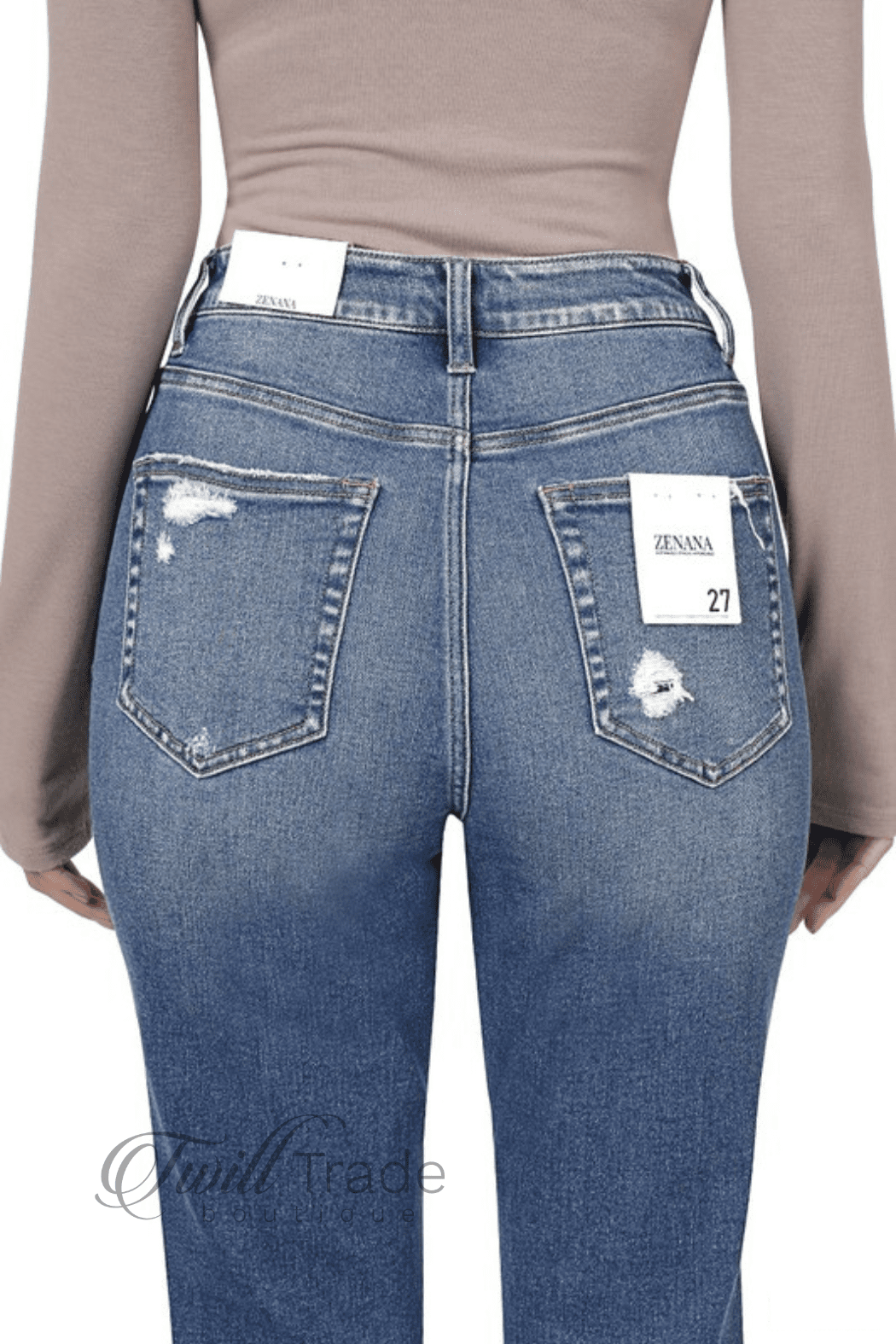 Distressed Cuffed Mom Jeans