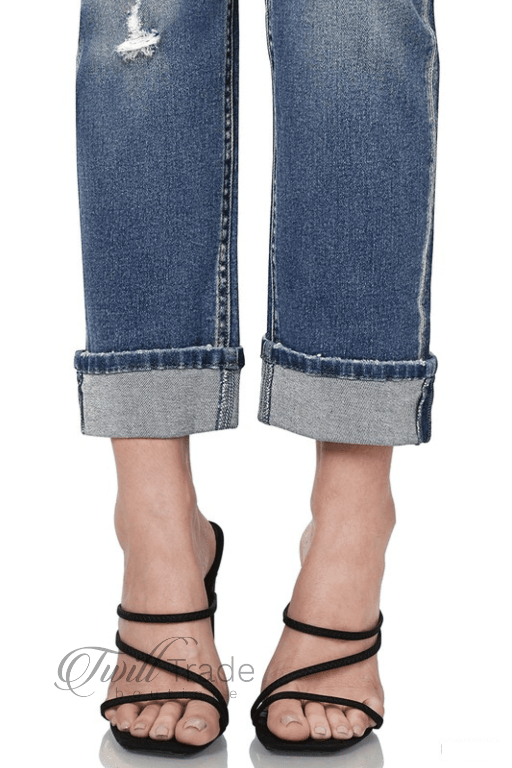 Distressed Cuffed Mom Jeans