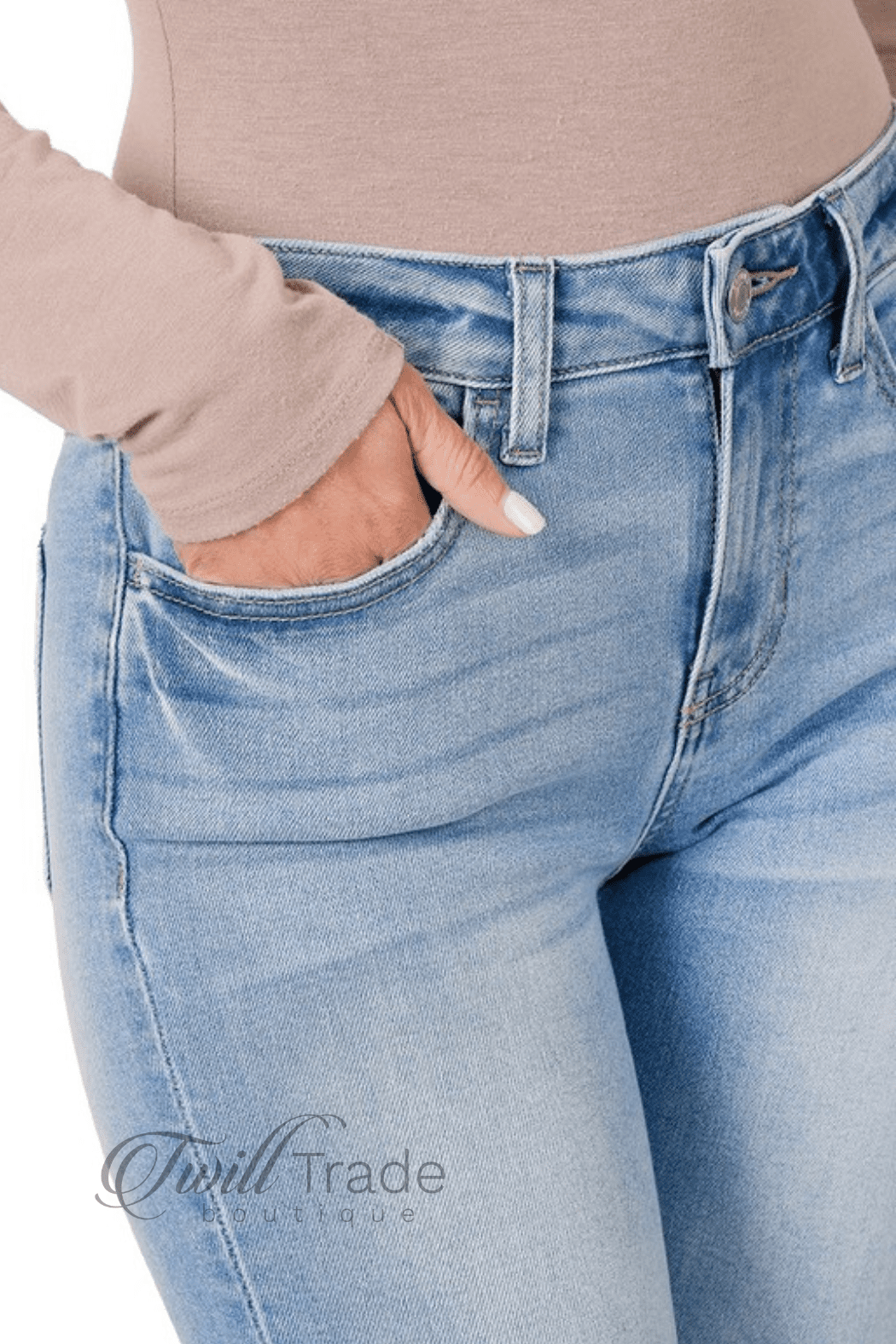 Distressed Flare Denim Jeans