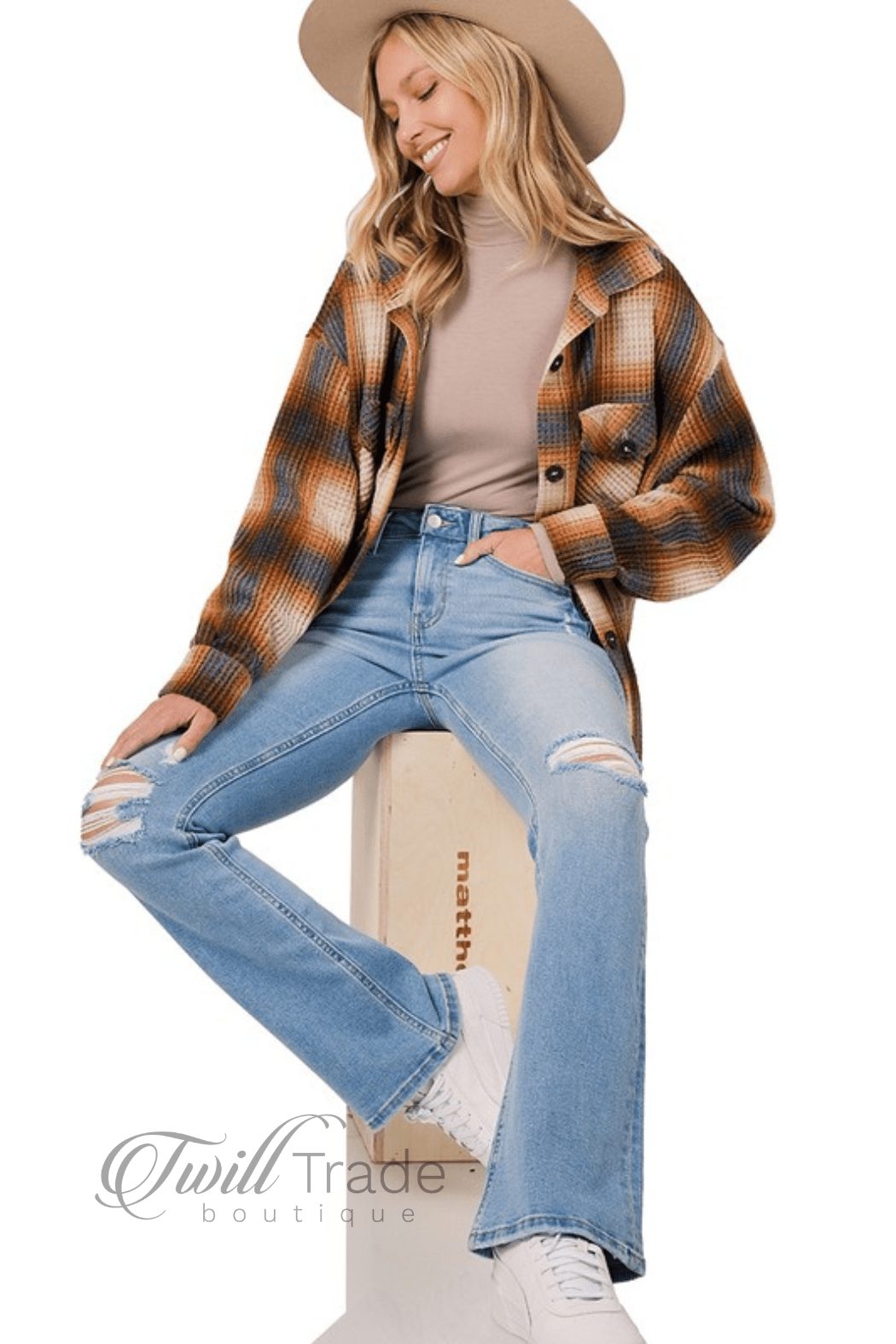 Distressed Flare Denim Jeans