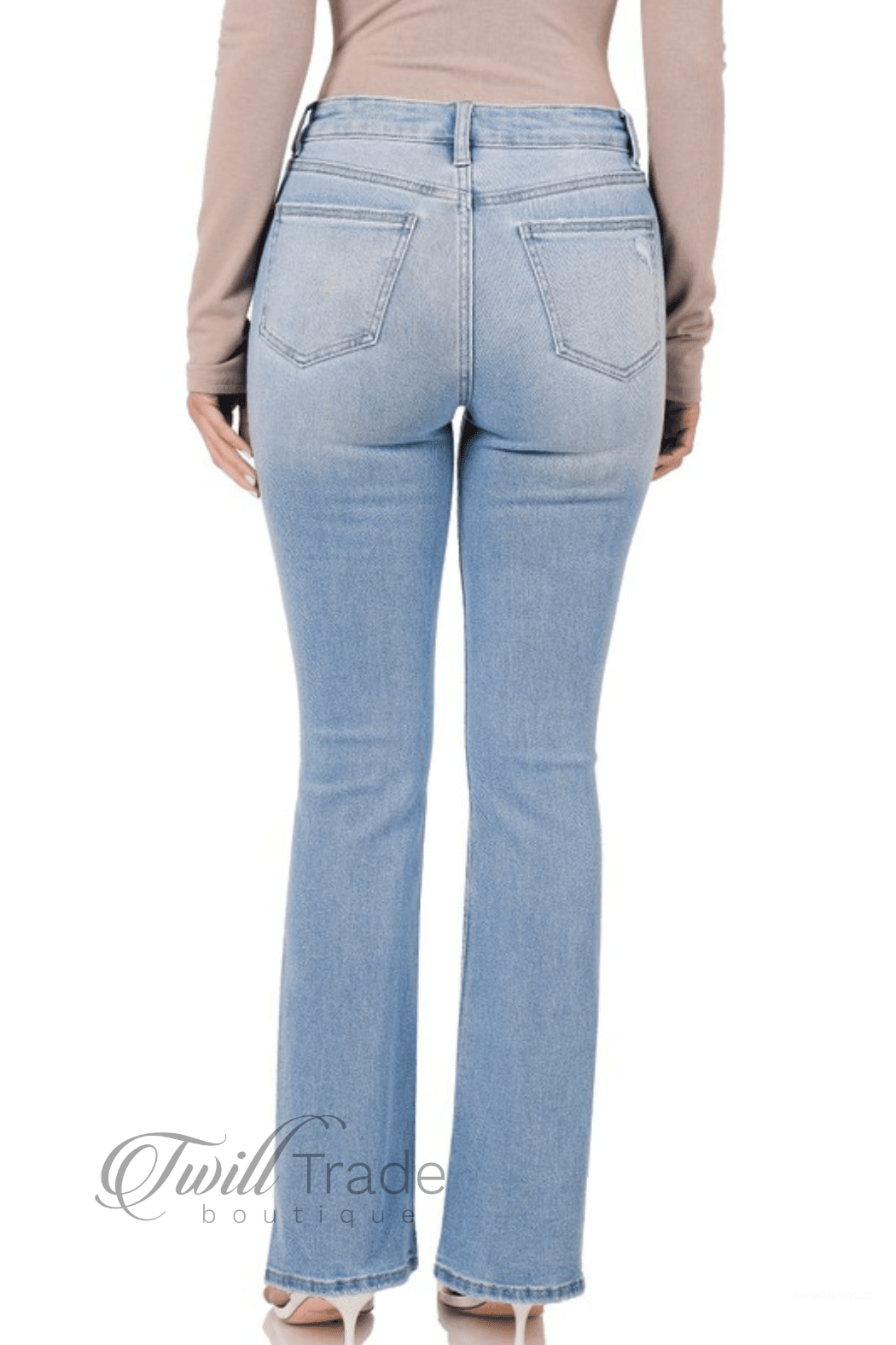 Distressed Flare Denim Jeans