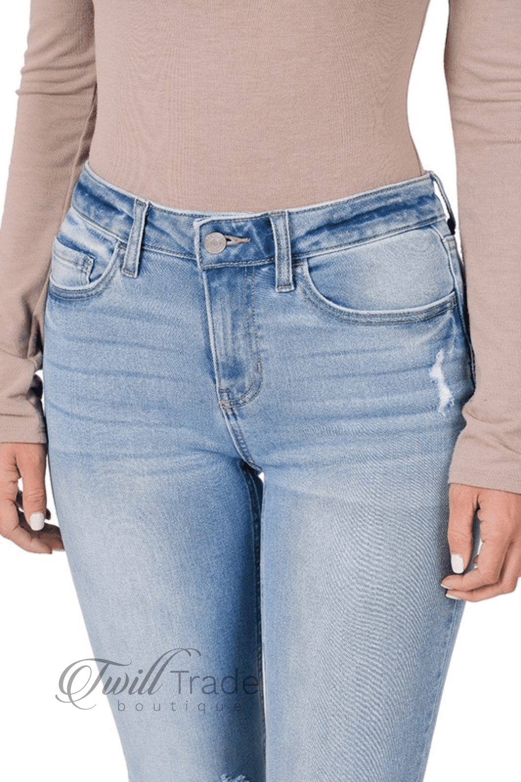 Distressed Flare Denim Jeans