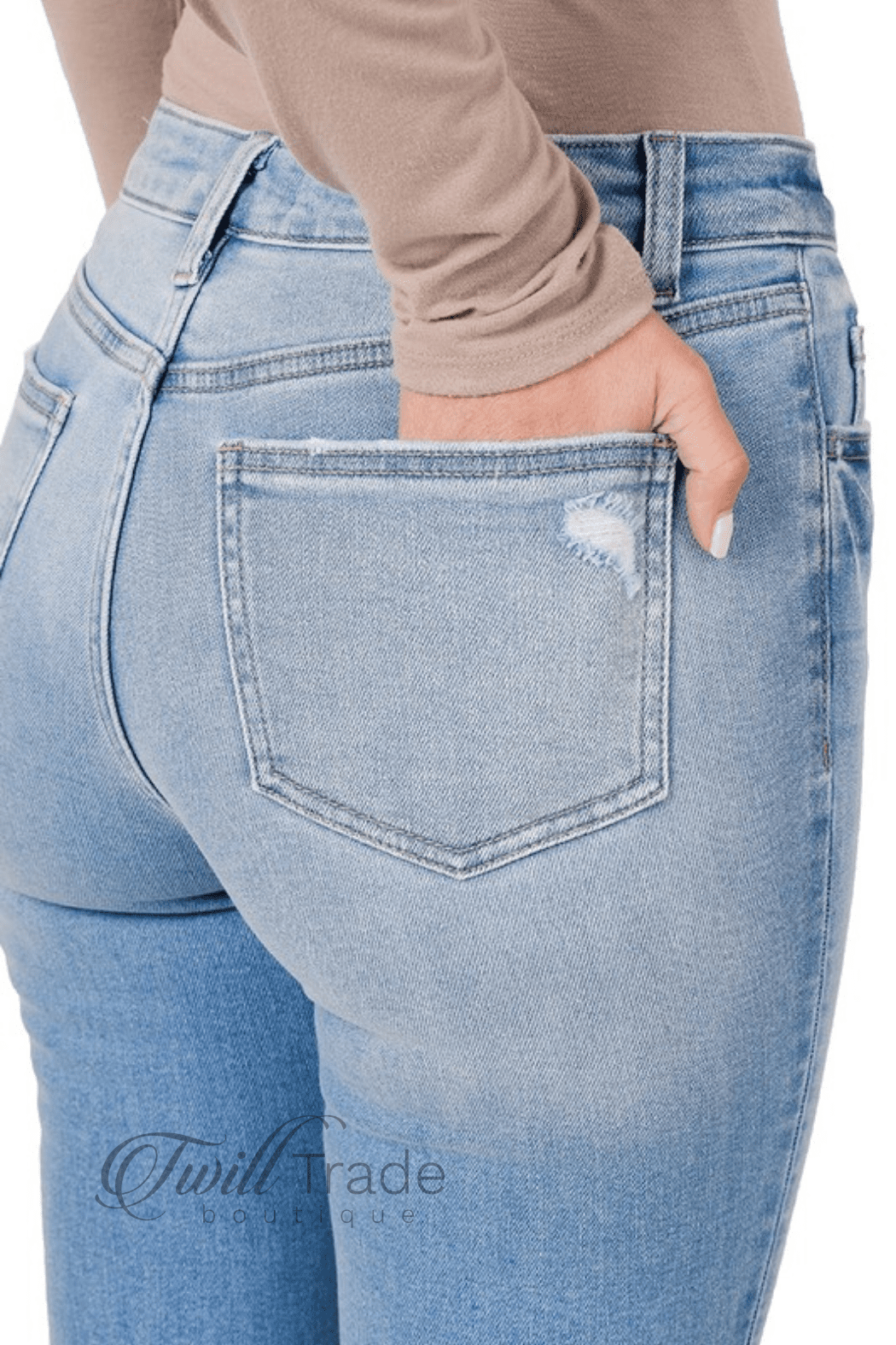 Distressed Flare Denim Jeans