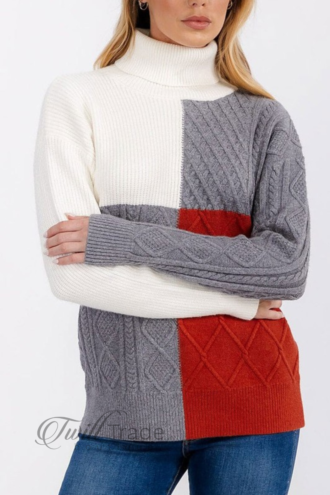 Turtleneck Colorblock Sweater