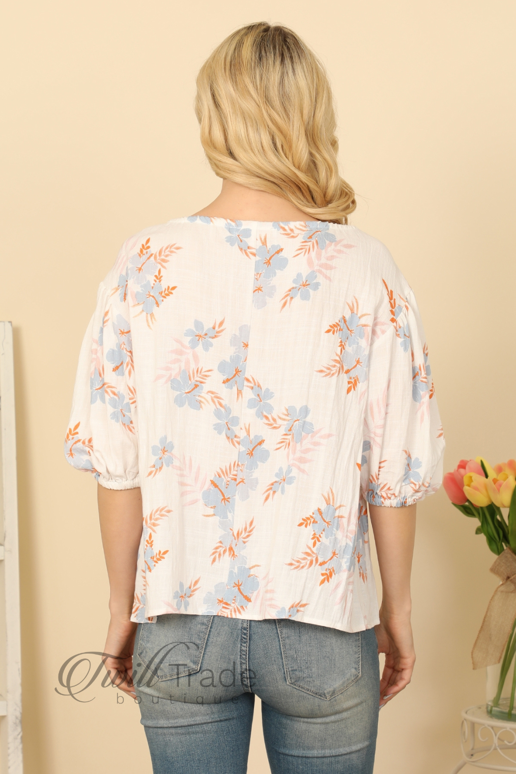 Pleated Floral Top
