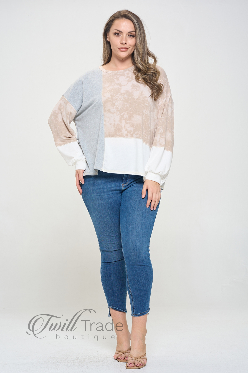 Taupe Contrast Top