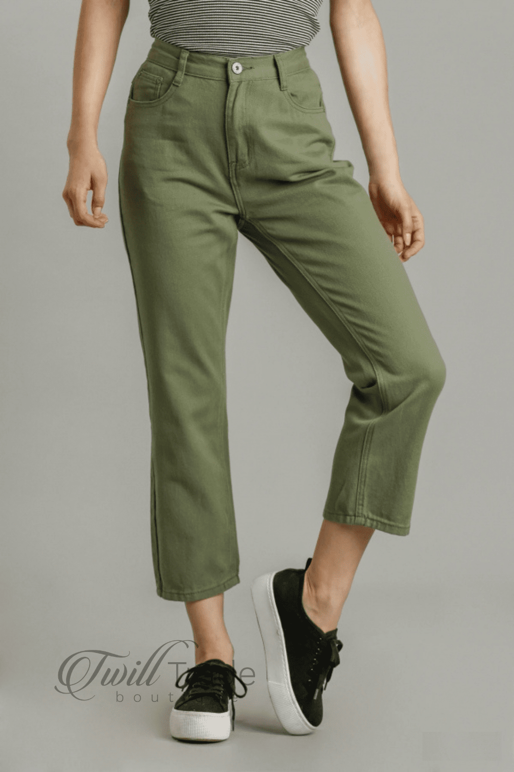 Olive Straight Denim Jeans