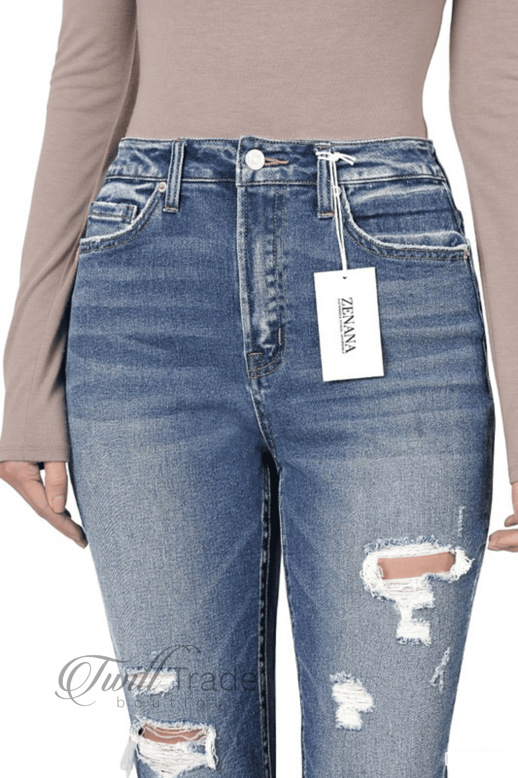Distressed Cuffed Mom Jeans