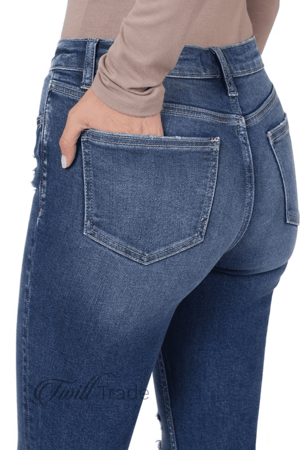Distressed Flare Denim Jeans
