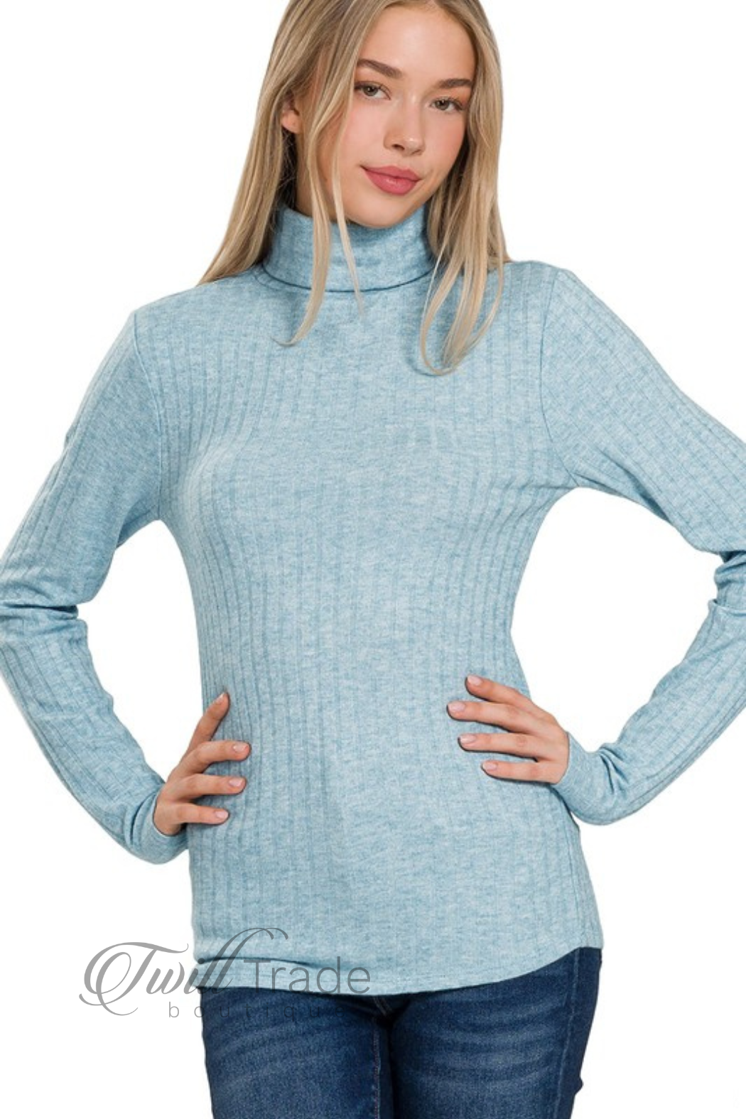 Ribbed Turtle Neck Top