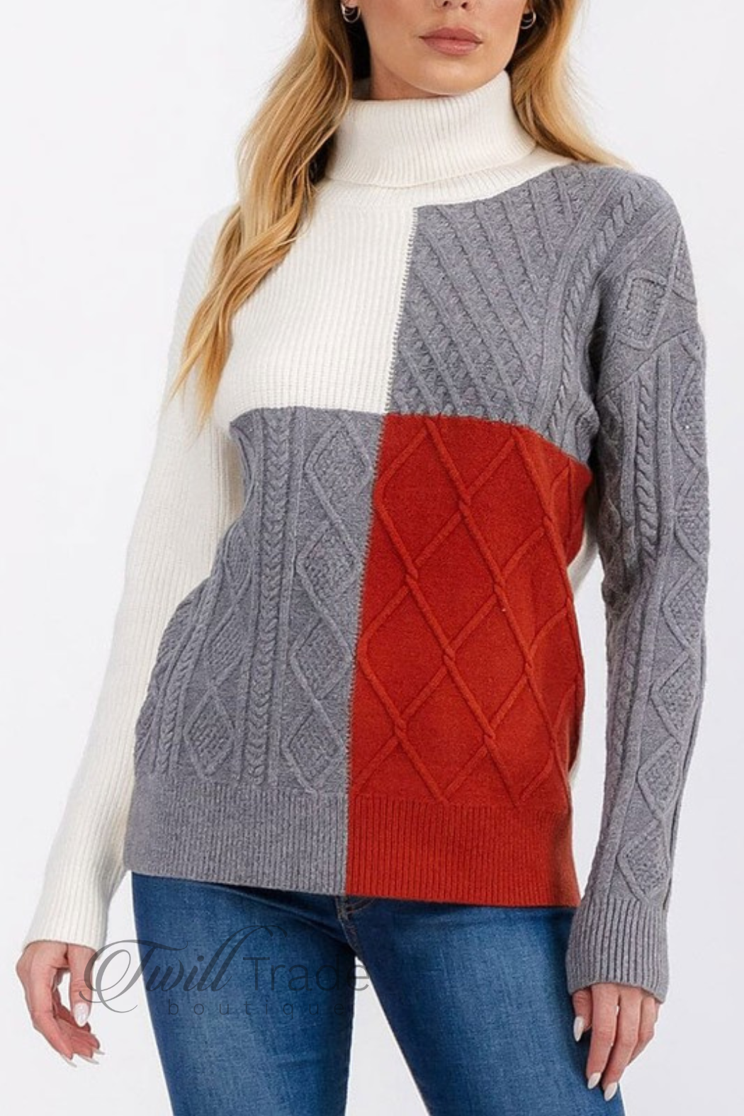 Turtleneck Colorblock Sweater